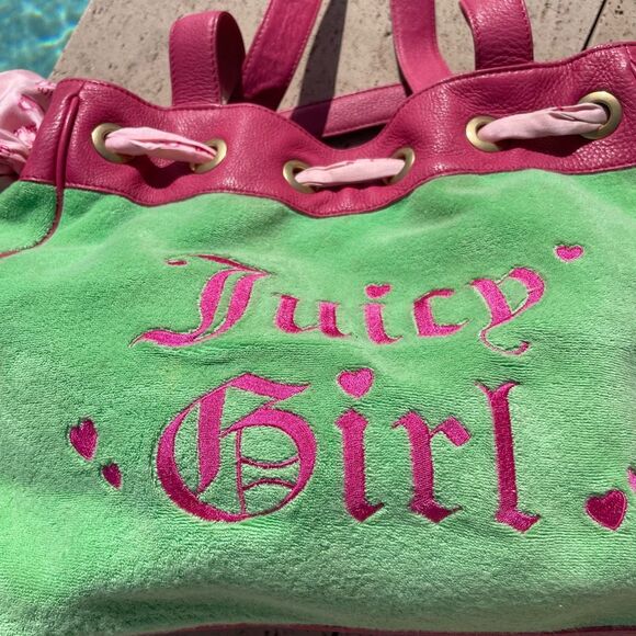 Rare Vintage Juicy Couture Daydreamer green and pink bag Y2K - Picture 3 of 17